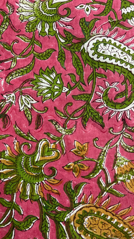 Authentic HandBlock Sanganeri Printed, Eco Friendly Dyes, Pure Soft Cotton Fabric