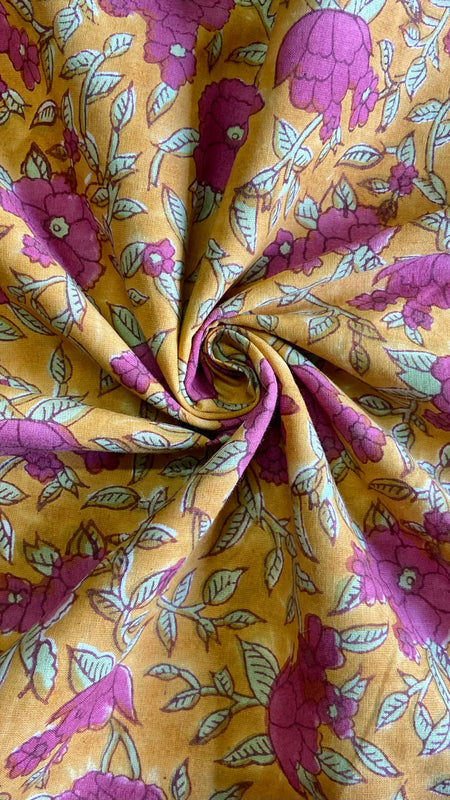 Authentic HandBlock Sanganeri Printed, Eco Friendly Dyes, Pure Soft Cotton Fabric