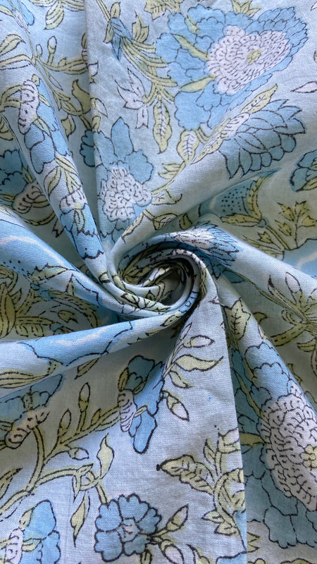 Authentic HandBlock Sanganeri Printed, Eco Friendly Dyes, Pure Soft Cotton Fabric