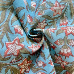 Authentic HandBlock Sanganeri Printed, Eco Friendly Dyes, Pure Soft Cotton Fabric