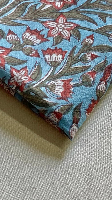 Authentic HandBlock Sanganeri Printed, Eco Friendly Dyes, Pure Soft Cotton Fabric