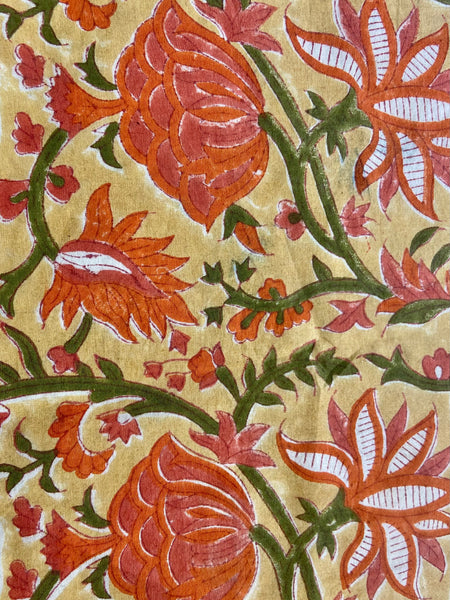 Authentic HandBlock Sanganeri Printed, Eco Friendly Dyes, Pure Soft Cotton Fabric