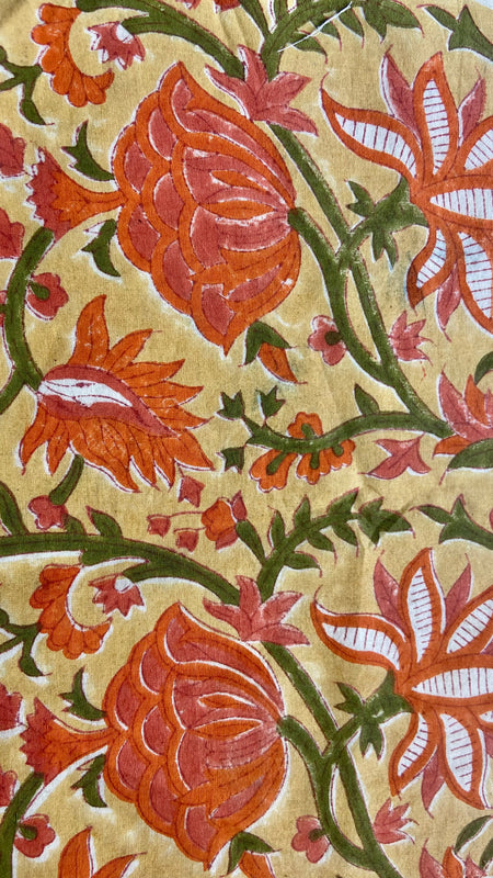 Authentic HandBlock Sanganeri Printed, Eco Friendly Dyes, Pure Soft Cotton Fabric
