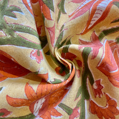 Authentic HandBlock Sanganeri Printed, Eco Friendly Dyes, Pure Soft Cotton Fabric