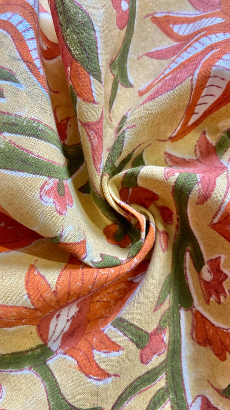 Authentic HandBlock Sanganeri Printed, Eco Friendly Dyes, Pure Soft Cotton Fabric