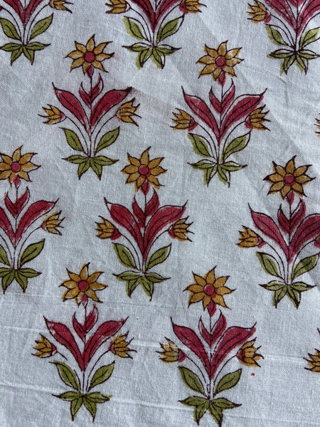 Authentic HandBlock Sanganeri Printed, Eco Friendly Dyes, Pure Soft Cotton Fabric