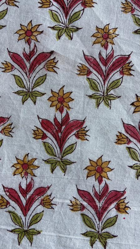 Authentic HandBlock Sanganeri Printed, Eco Friendly Dyes, Pure Soft Cotton Fabric