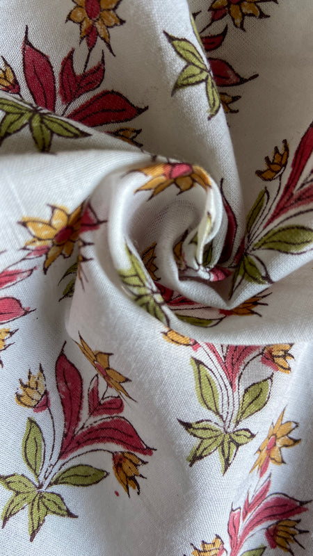 Authentic HandBlock Sanganeri Printed, Eco Friendly Dyes, Pure Soft Cotton Fabric