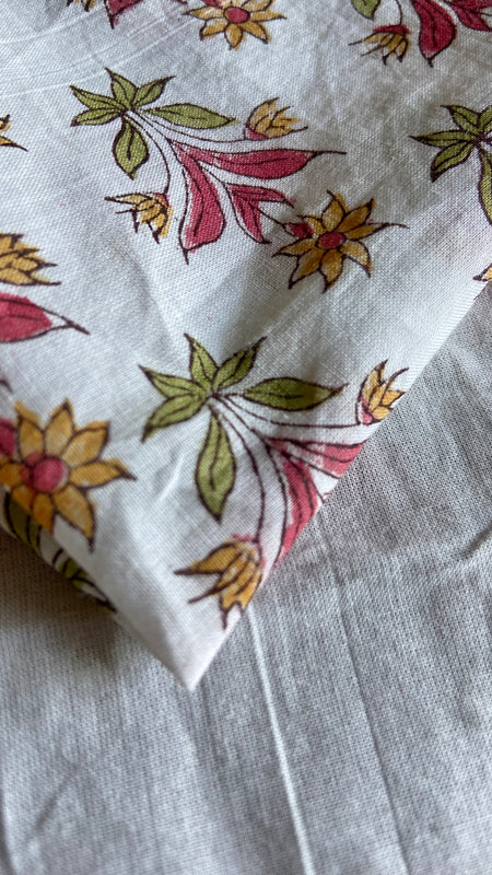Authentic HandBlock Sanganeri Printed, Eco Friendly Dyes, Pure Soft Cotton Fabric