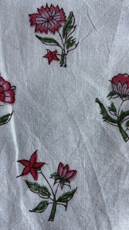 Authentic HandBlock Sanganeri Printed, Eco Friendly Dyes, Pure Soft Cotton Fabric