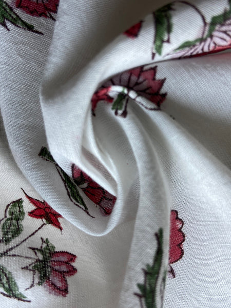 Authentic HandBlock Sanganeri Printed, Eco Friendly Dyes, Pure Soft Cotton Fabric