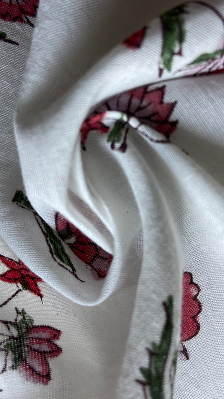 Authentic HandBlock Sanganeri Printed, Eco Friendly Dyes, Pure Soft Cotton Fabric