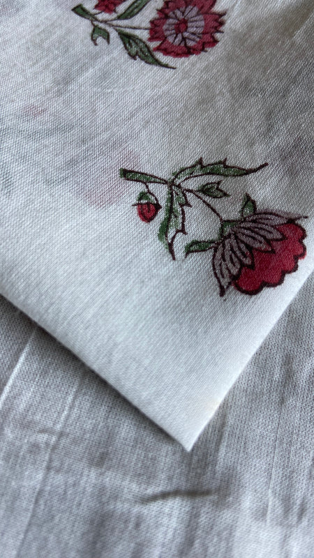 Authentic HandBlock Sanganeri Printed, Eco Friendly Dyes, Pure Soft Cotton Fabric