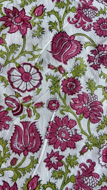 Authentic HandBlock Sanganeri Printed, Eco Friendly Dyes, Pure Soft Cotton Fabric