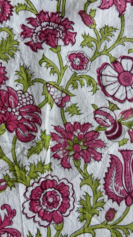 Authentic HandBlock Sanganeri Printed, Eco Friendly Dyes, Pure Soft Cotton Fabric