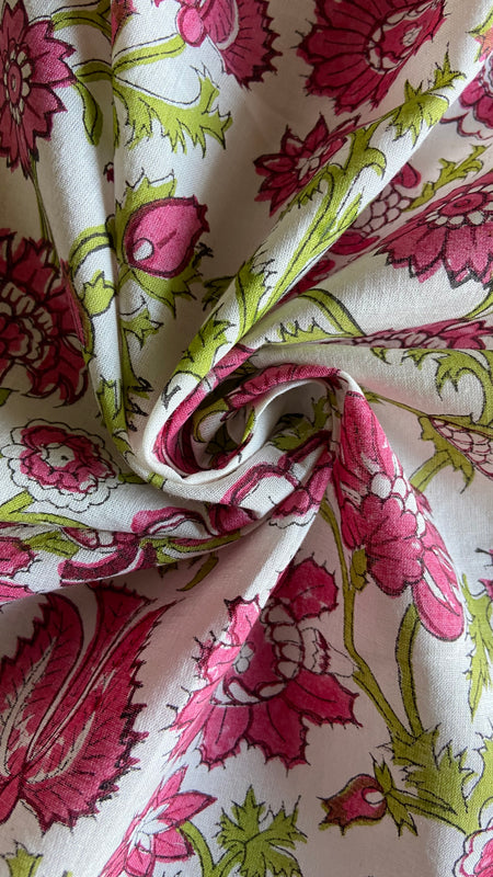 Authentic HandBlock Sanganeri Printed, Eco Friendly Dyes, Pure Soft Cotton Fabric