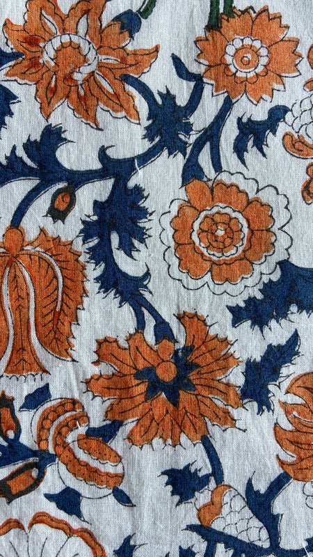 Authentic HandBlock Sanganeri Printed, Eco Friendly Dyes, Pure Soft Cotton Fabric