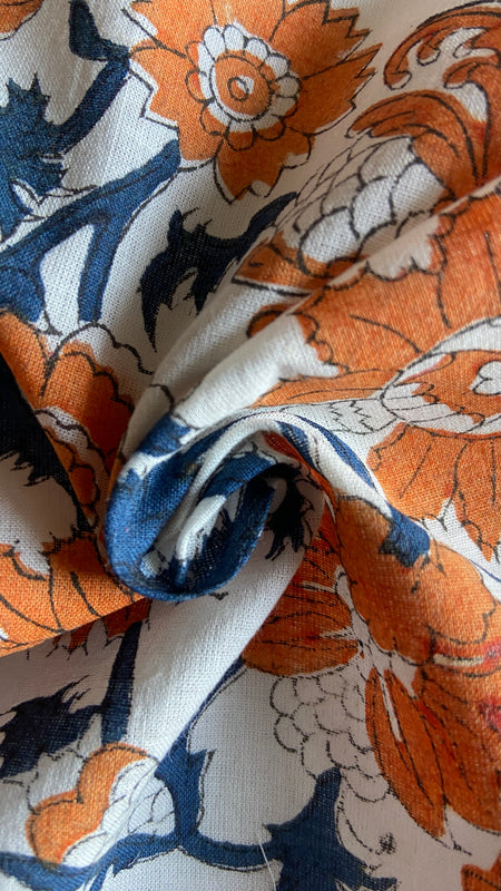 Authentic HandBlock Sanganeri Printed, Eco Friendly Dyes, Pure Soft Cotton Fabric