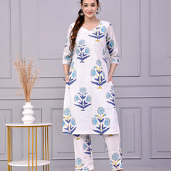 Kohinoor White Block Print Co-ord Set