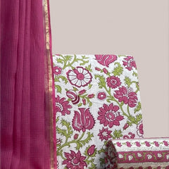 Off White  Printed Cotton Fabric for Suits, Kurtis, Co-Ord Sets, Dresses & Ethnic Wear.