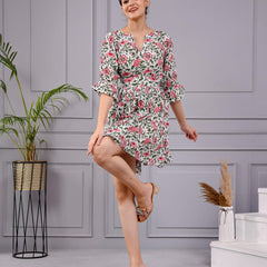 Aara Frock Printed Cotton Mini Dress