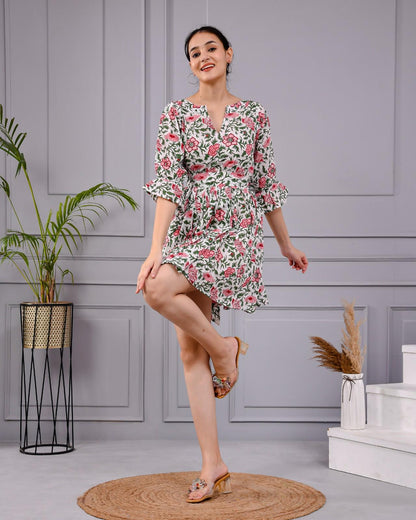 Aara Frock Printed Cotton Mini Dress