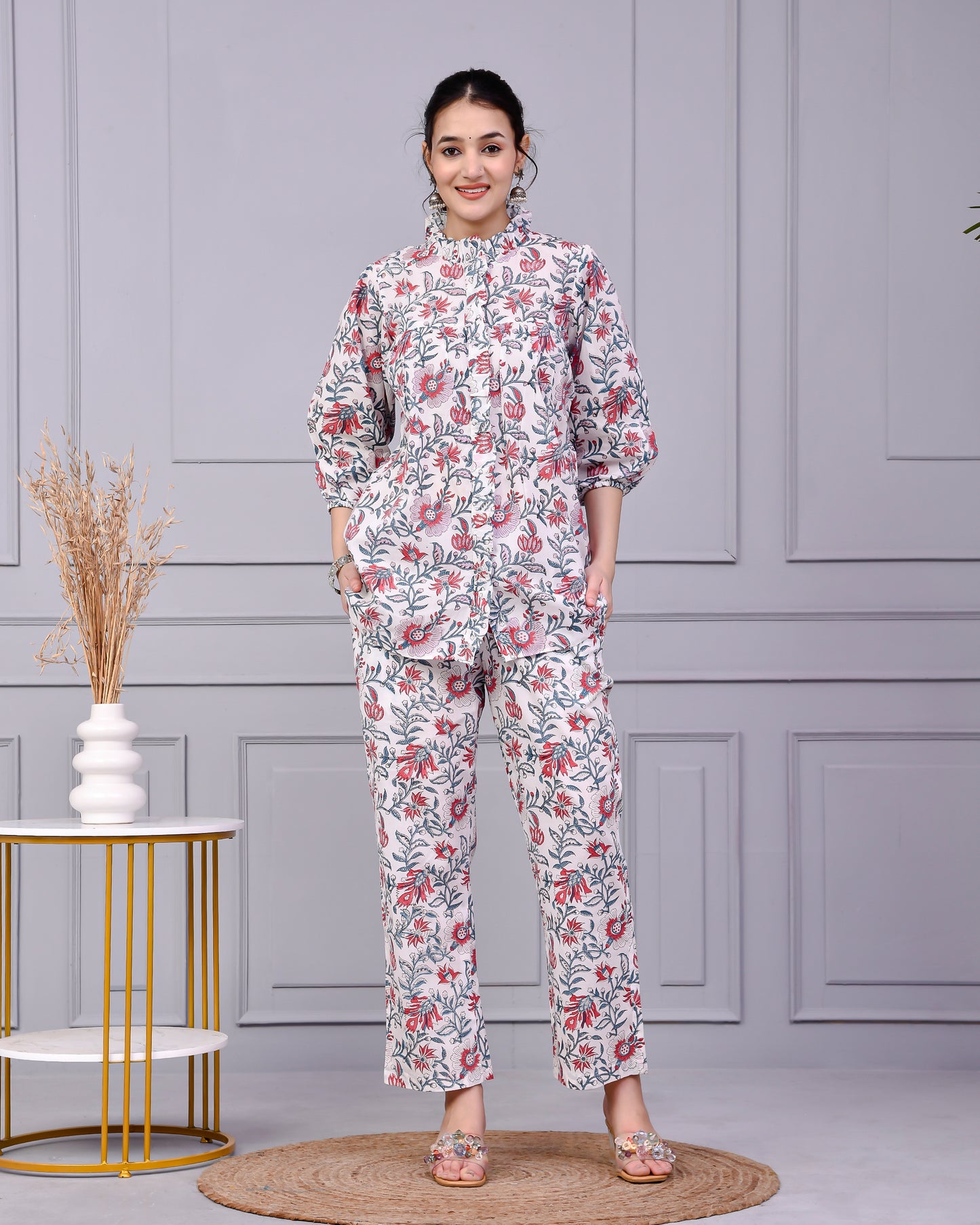 Morning Bloom Hand Print Cotton Cord Set