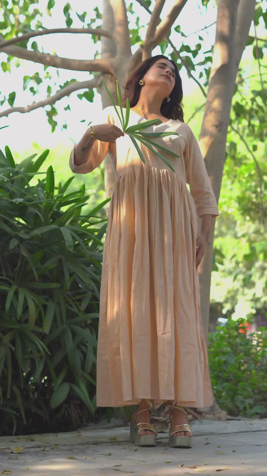 Avantika Handblock Khari Print Elegance Cotton Dress | Flared Traditional Outfit