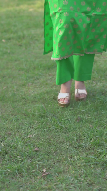 Aaranya Bloom Pure Cotton Handblock Gold Print Co-ord Set