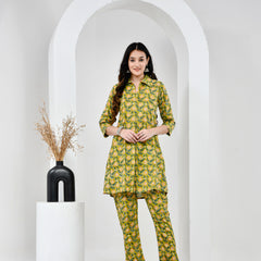 Yellow Floral Cotton Co-Ord Set