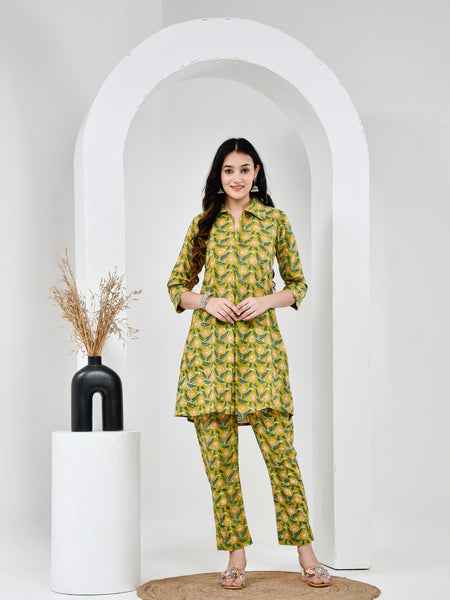 Yellow Floral Cotton Co-Ord Set