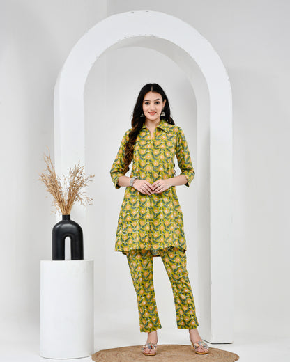 Yellow Floral Cotton Co-Ord Set